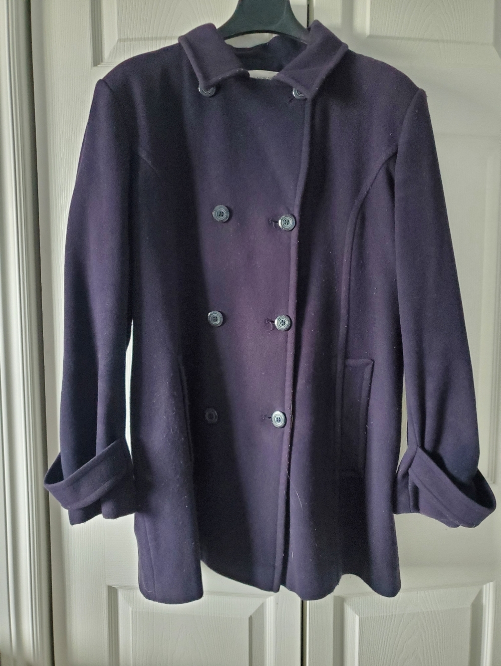 Jones New York Navy Pea Coat in Cashmere and Merino
